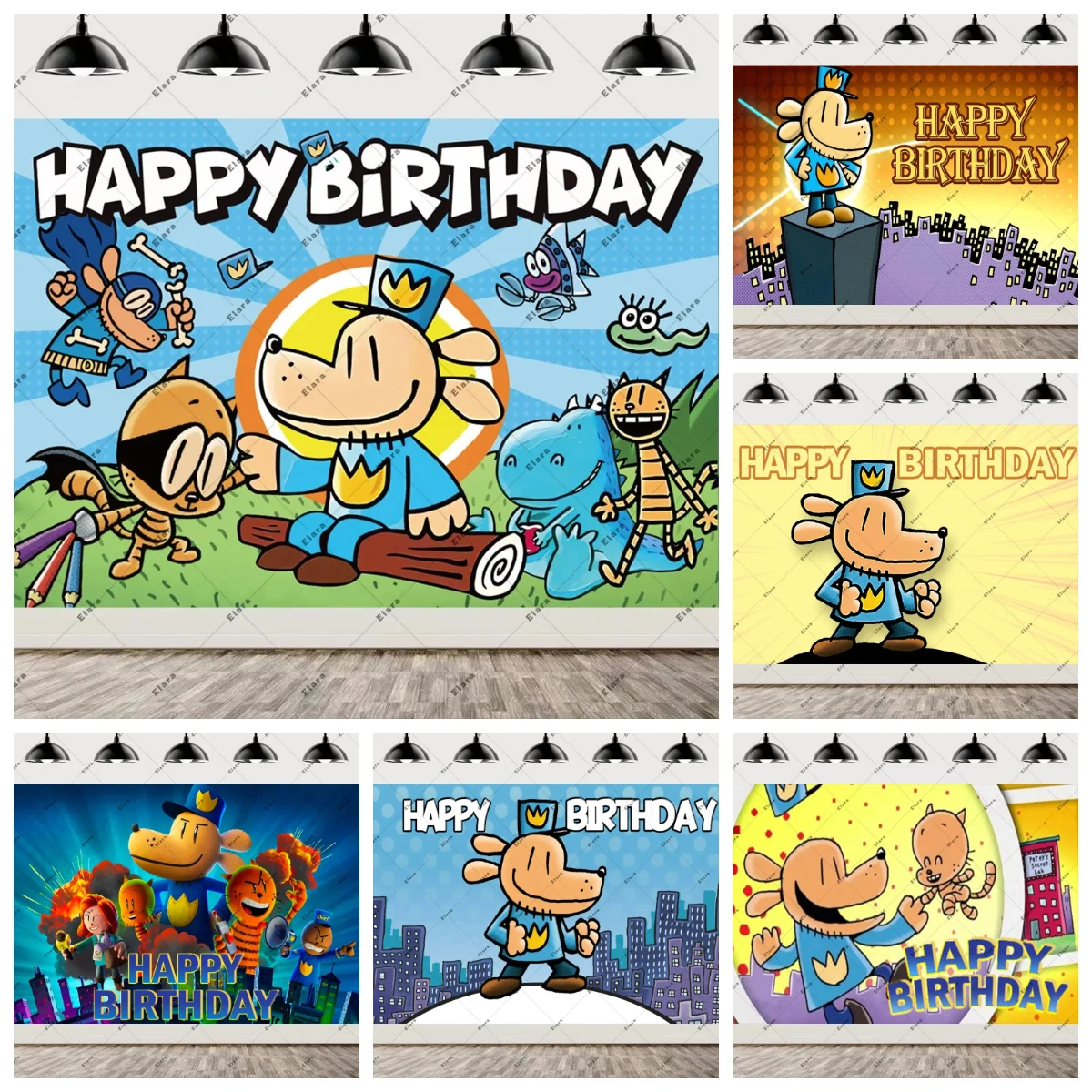 

Cartoon Blue-Dogs&Man Theme Children's Birthday Party Decor Supplies The Best Friends Dog Backdrop Banner Baby Shower Gift Props