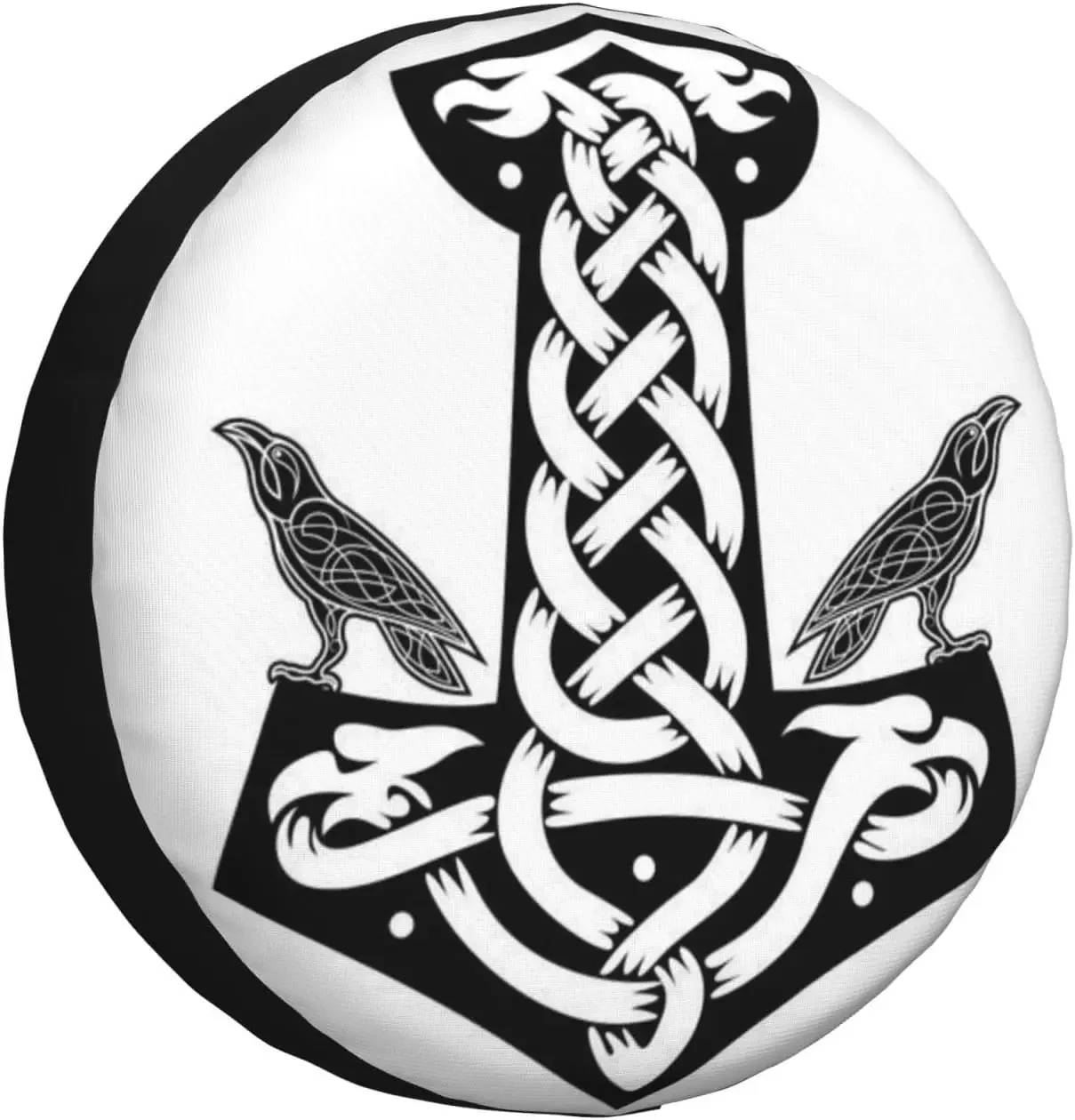 Vikings Mjolnir and Rune Pattern Tire Cover Universal Weatherproof Dustproof Tire Cover for Trailers Motorhomes SUV Trailer