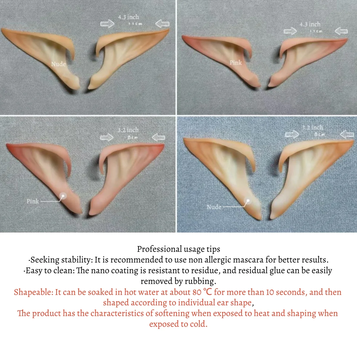 Orejas de elfo de Hada realista Pixie, disfraz de fiesta de Anime moldeable, accesorios de disfraz, accesorios de mascarada para fiesta de Navidad