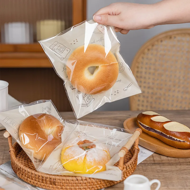 50Pcs To Pack Products Bread Sandwich Packaging Bags Cute Bunny Cat Bear Animal Bread Toast Cookies Baking Packaging Bag