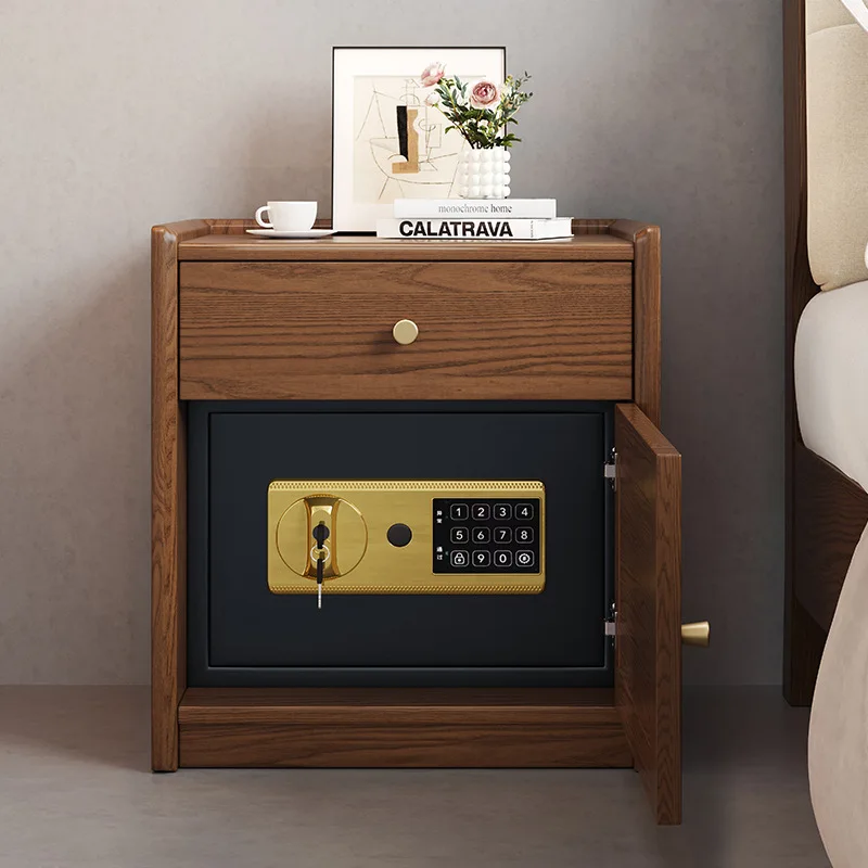 For Bedroom Furniture Latest Wooden Smart Bedside Table with Safe Nightstand with Drawers Modern Light Luxury Bedside Table