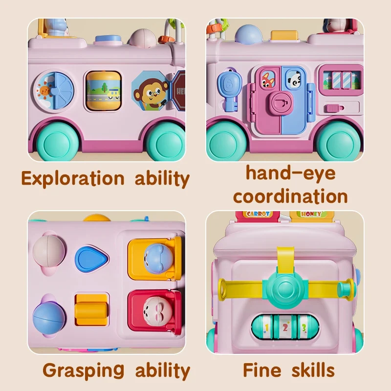 Montessori Educational Baby Busy Bus Toy Toddler Activity Fine Motor Skill Learning Travel Toys For Kids view 5