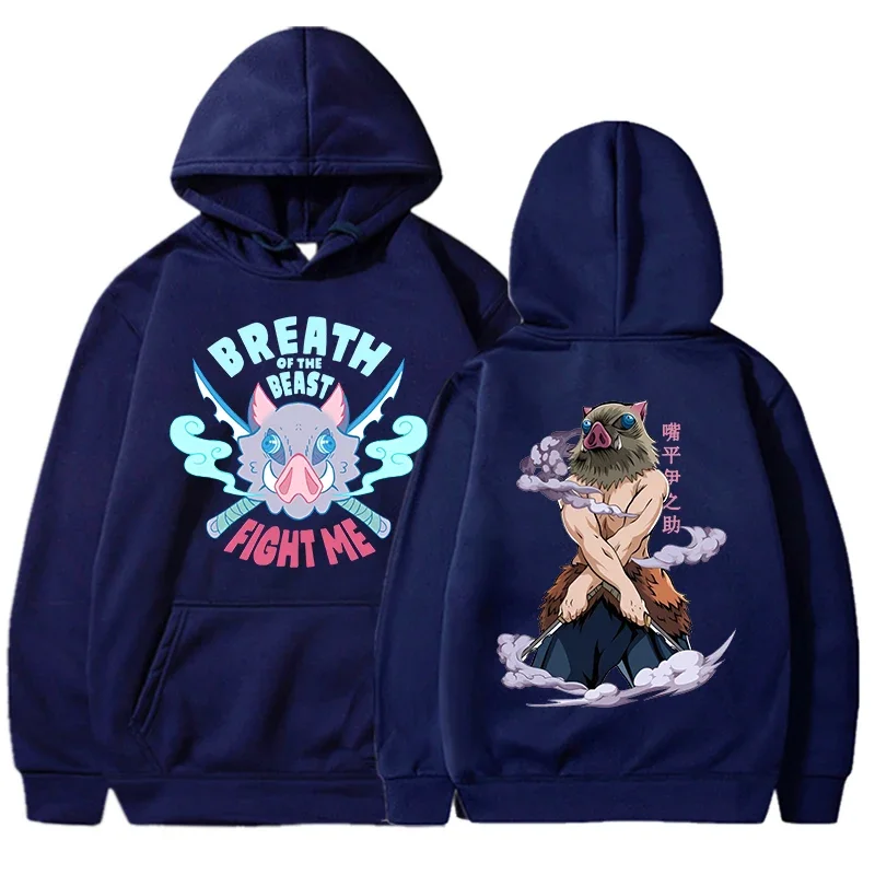 New Hot Hashibira Inosuke Printed Hooded Sweatshirt Autumn Winter Women Men Harajuku Anime Hoodie Fleece Loose Casual Hoodies