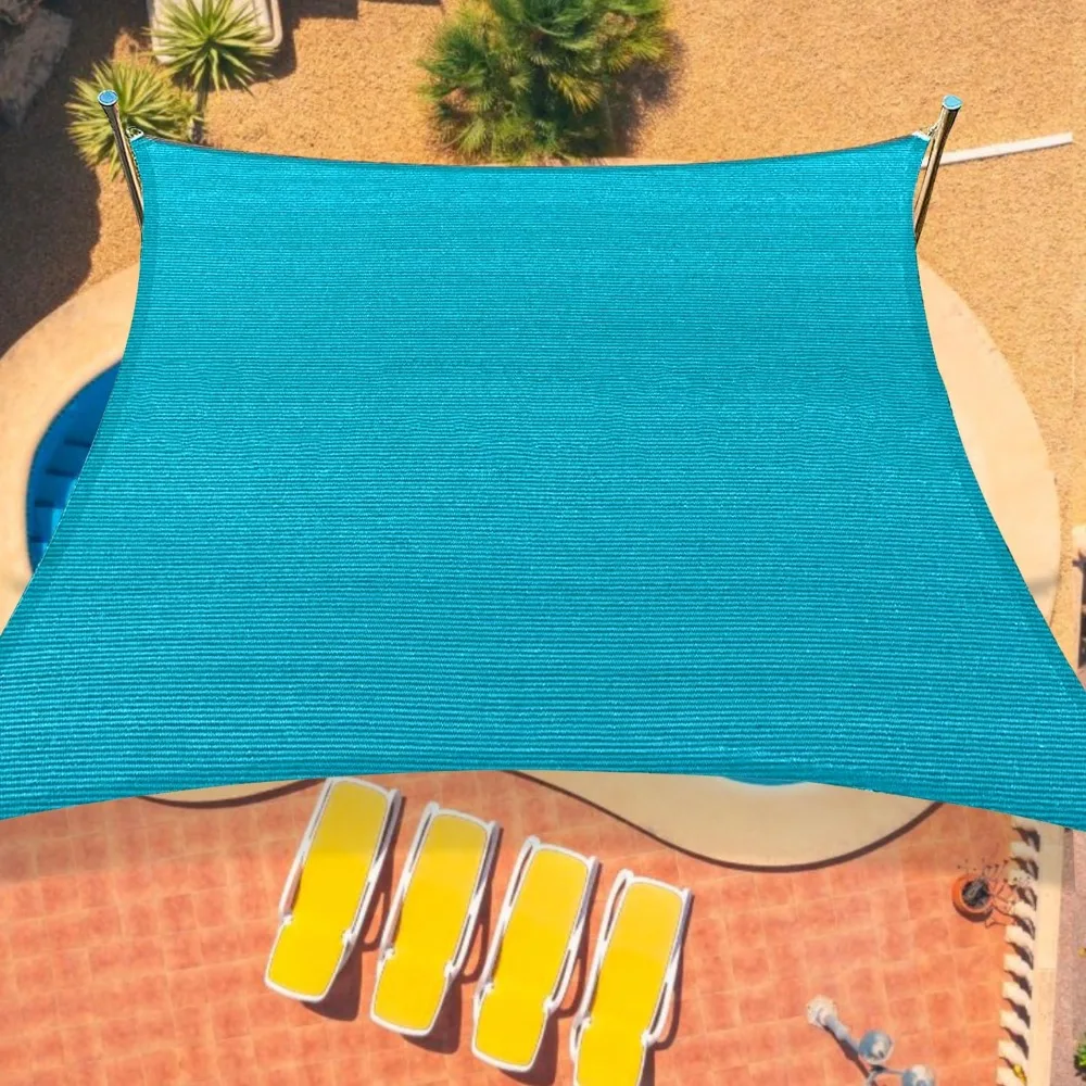 

16'x20' Sun Shade Sail Curved Commercial Outdoor Shade Cover Turquoise Rectangle Heavy Duty Permeable 185GSM UV Block Sunshade f