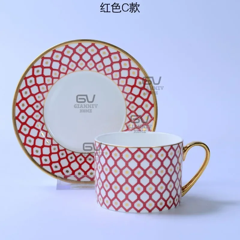 European Bone China Coffee Cup Afternoon Tea Gold-painted Light Luxury Ceramic Cup and Saucer Espresso Cups Porcelain  Чашка