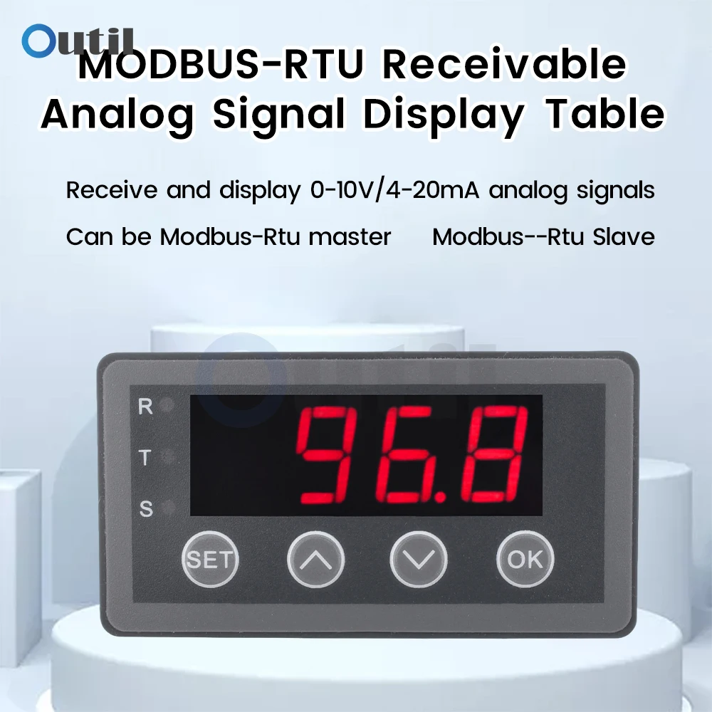 Analog Transmitter Signal Indicator 0-10V 0-20mA 2-10V 4-20mA Sensor 4 Bit RS485 Serial port MODBUS-RTU Signal Display Meter