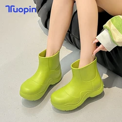 TuoPin Green Women's Rain Shoes, Big Cute Rain Shoes, EVA Women's Shoes, Ugly Cute Shoes for Women