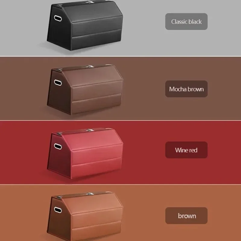 Foldable Leather Trunk Storage Box Auto Trunk Organizer Car Supplies Multifunctional Car Boot Organizer Car Trunk Box Organizers