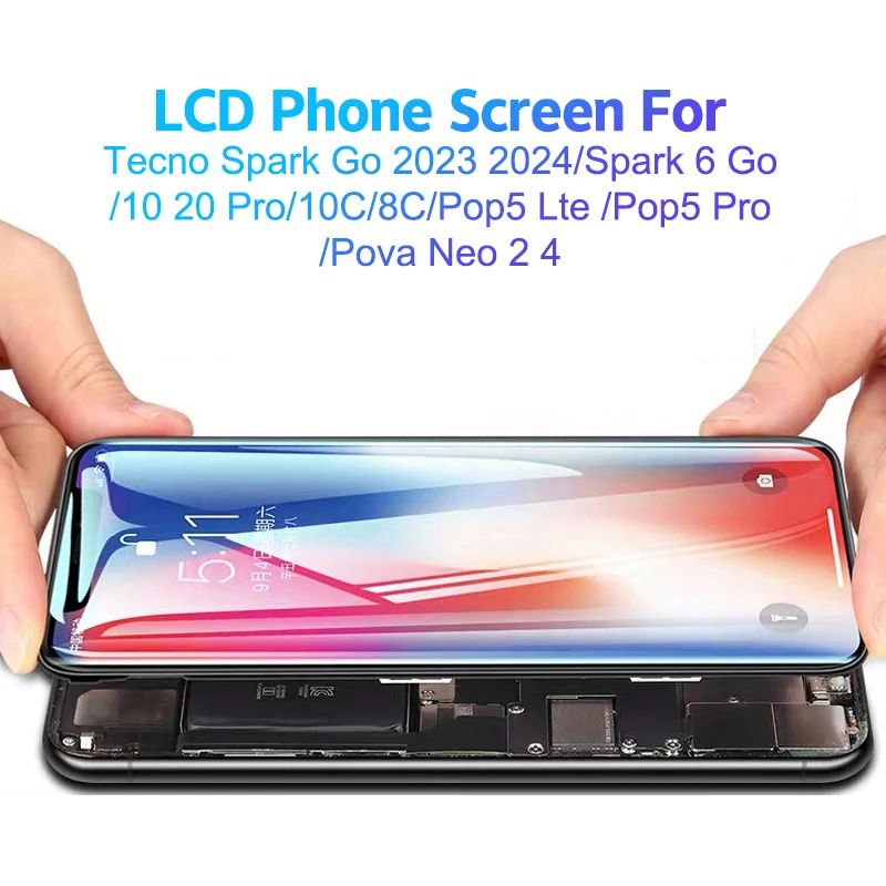 LCD For Tecno Spark Go 2023 2024 Spark 6 Go 10 20 Pro 10C 8C Pop5 Lte Pop5 Pro Pova 5 Neo 2 4 Spark 7 5 6 Air Display Screen