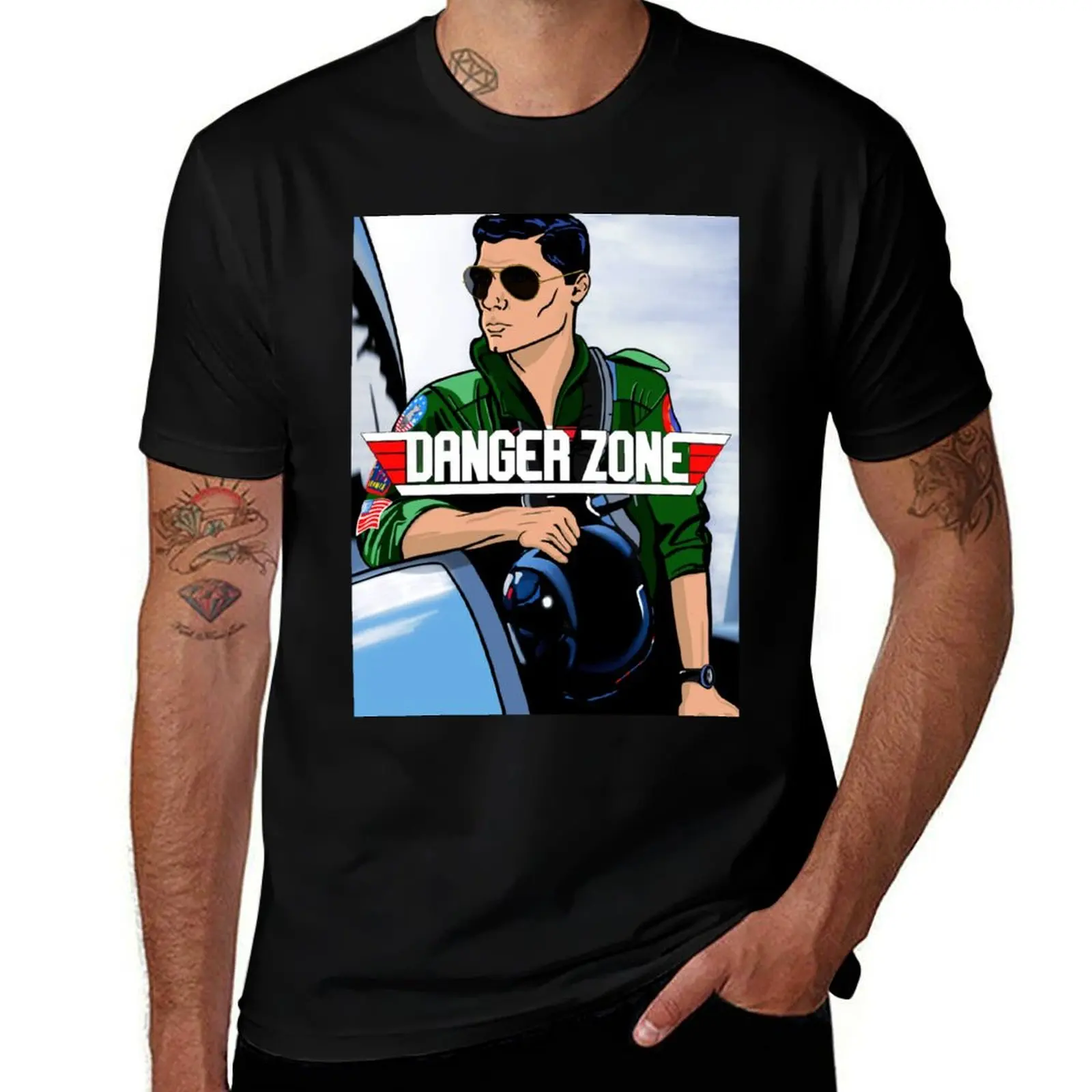 

Archer Sterling TV Danger Zone Movie Mashup T-Shirt Basic Crew Neck Short Sleeve Top