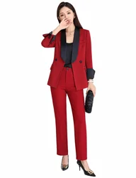 Completo da donna Set 2 pezzi Blazer solido pantaloni pantalone formale per ufficio Lady pantaloni Casual eleganti giacca femminile Slim Fit