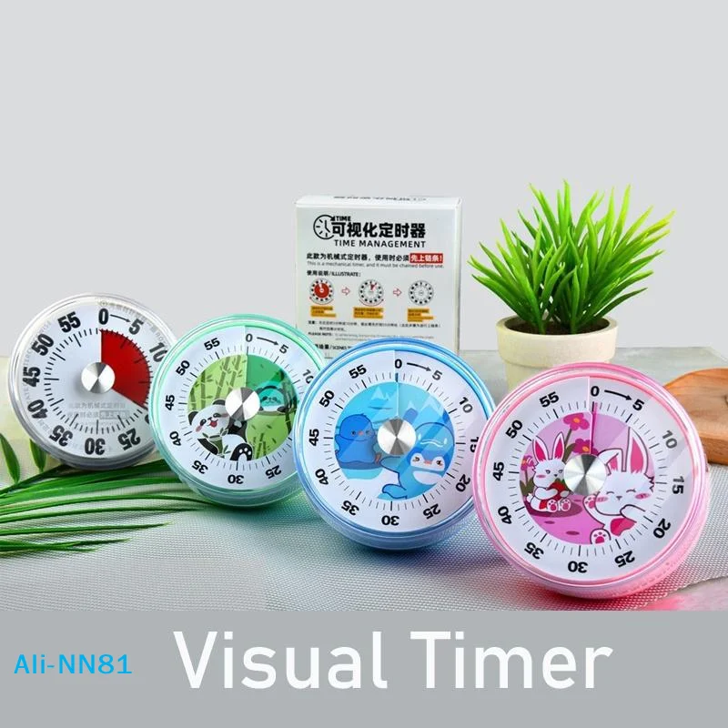 【N】Magnetic Clock Timer Mechanical Timer With Loud Alarm Kitchen Cooking Timer 60-Minutes For Students Teachers Visual Timer