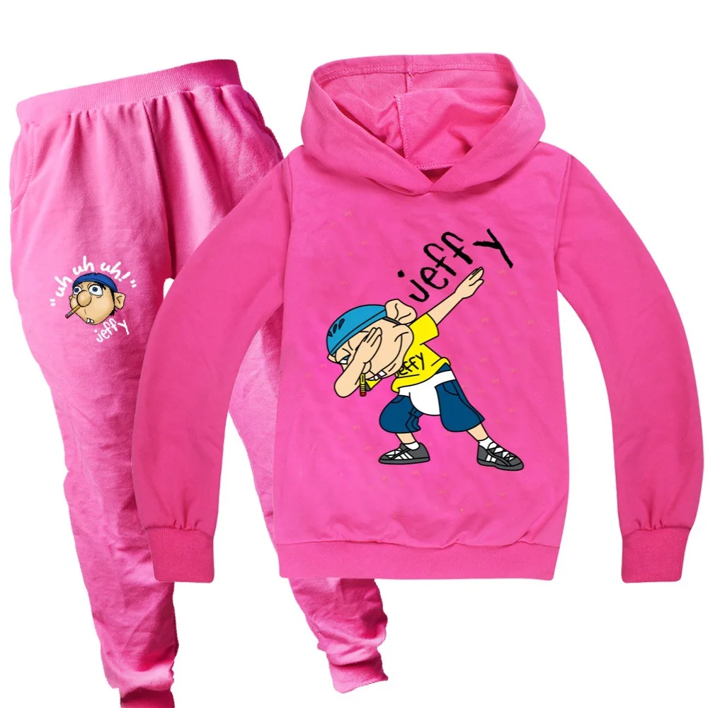 2026 Fall Cartoon Jeffy Puppet Clothes Baby Boys Clothing Sets Children Halloween Outfits Teenager Girls Hoodies+Pants 2pcs Suit