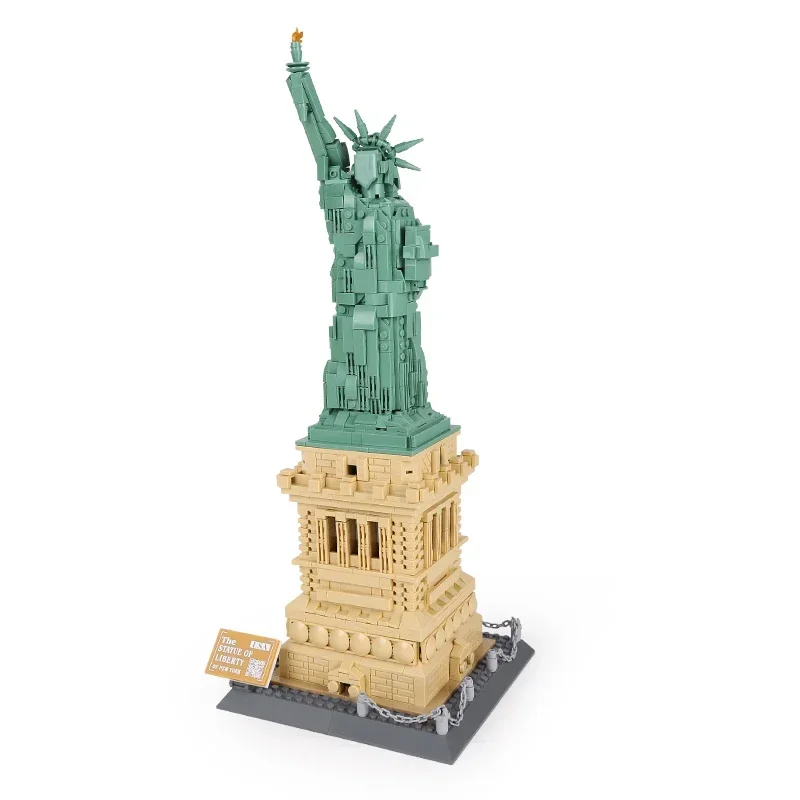 Cute Version Statue Of Liberty Of US Building Blocks  World Famous Architecture Bricks City Street View Toys Gifts For Children