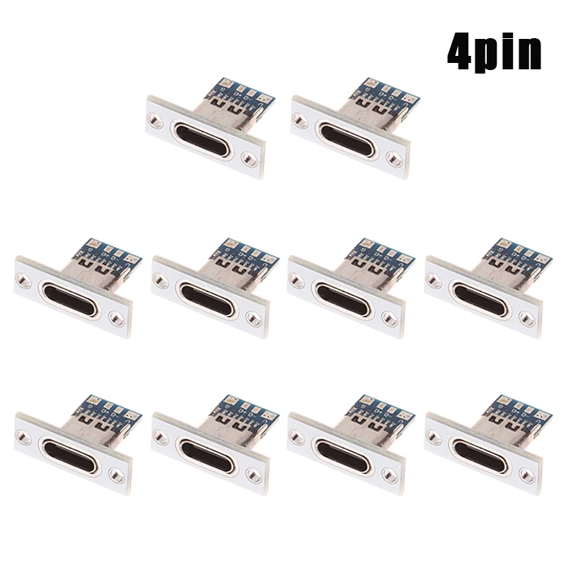 10 SZTUK Gniazdo USB typu C 3.1 typu C 2Pin 4Pin Złącze żeńskie Jack Port ładowania Gniazdo USB 3.1 typu C ze śrubowym mocowaniem