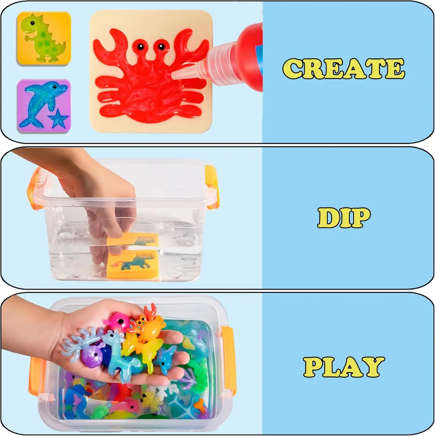 مجموعة ألعاب روح الماء السحرية المكونة من 5 ألوان، مجموعات قوالب مكونة من 8 أشكال، مجموعة روح سحرية ذاتية الصنع للأطفال مجموعة حرفية للحيوانات الأليفة المائية