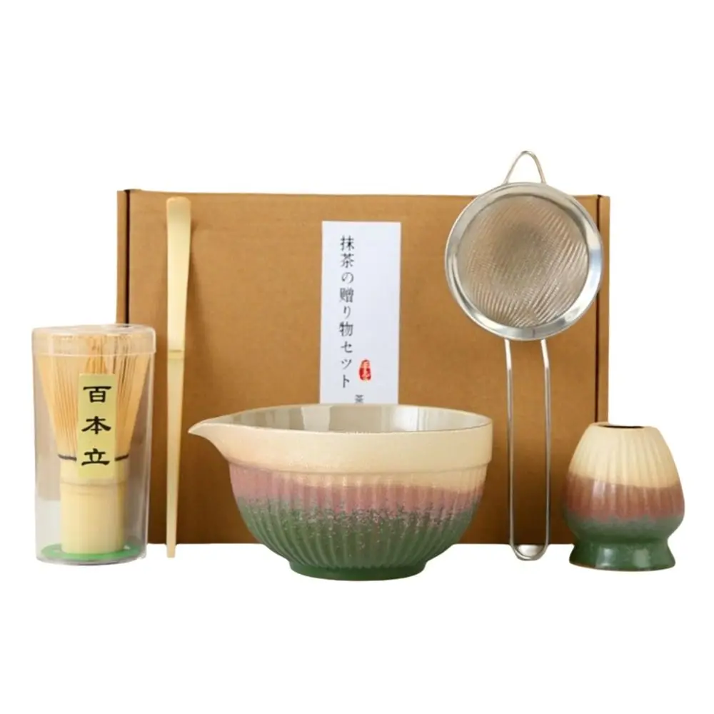 Juego de té Matcha japonés de cerámica de bambú agitador, batidor Matcha seguro de calidad alimentaria, Chasen japonés reutilizable, 4/5 Uds.