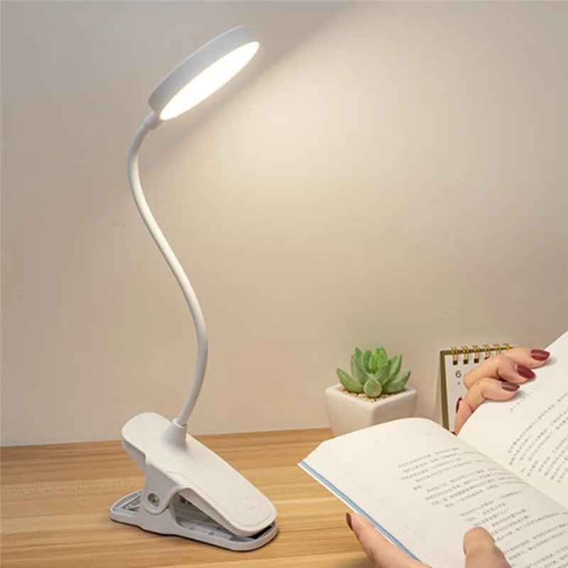 ABCA-Flexible Gooseneck Clip On Lamp LED Book Light-3-Level Dimming Reading Light For Beds, Desks-Eye-Friendly Night Light