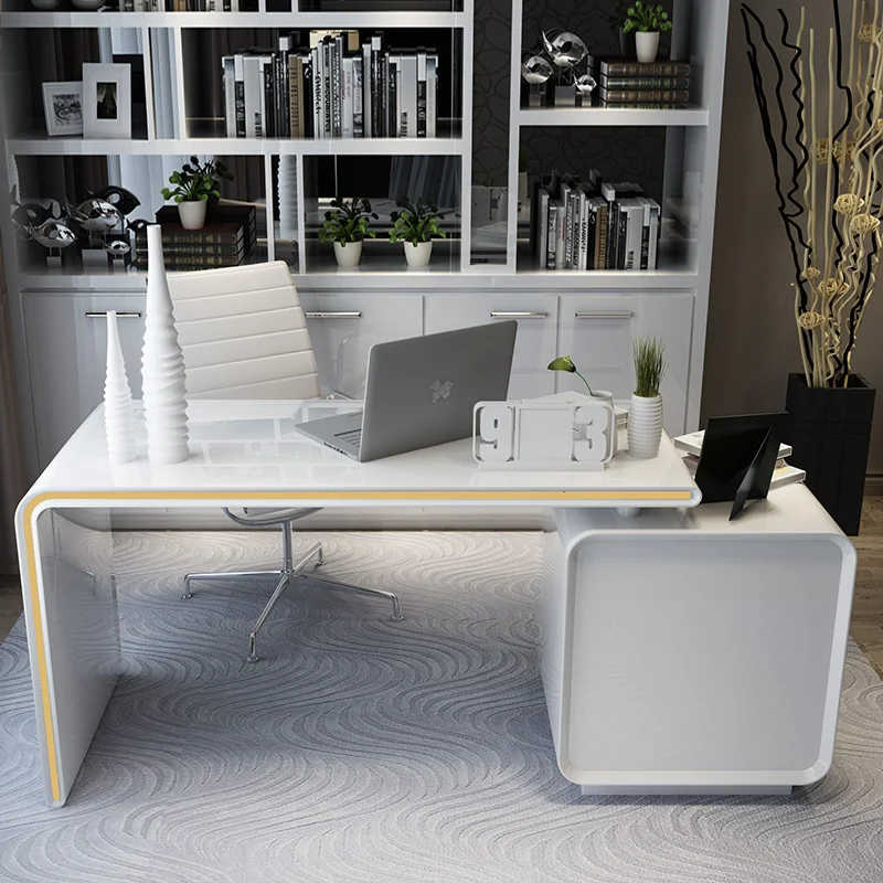 Simple modern desktop computer desk study home bedroom light luxury desk corner paint creative desk combination