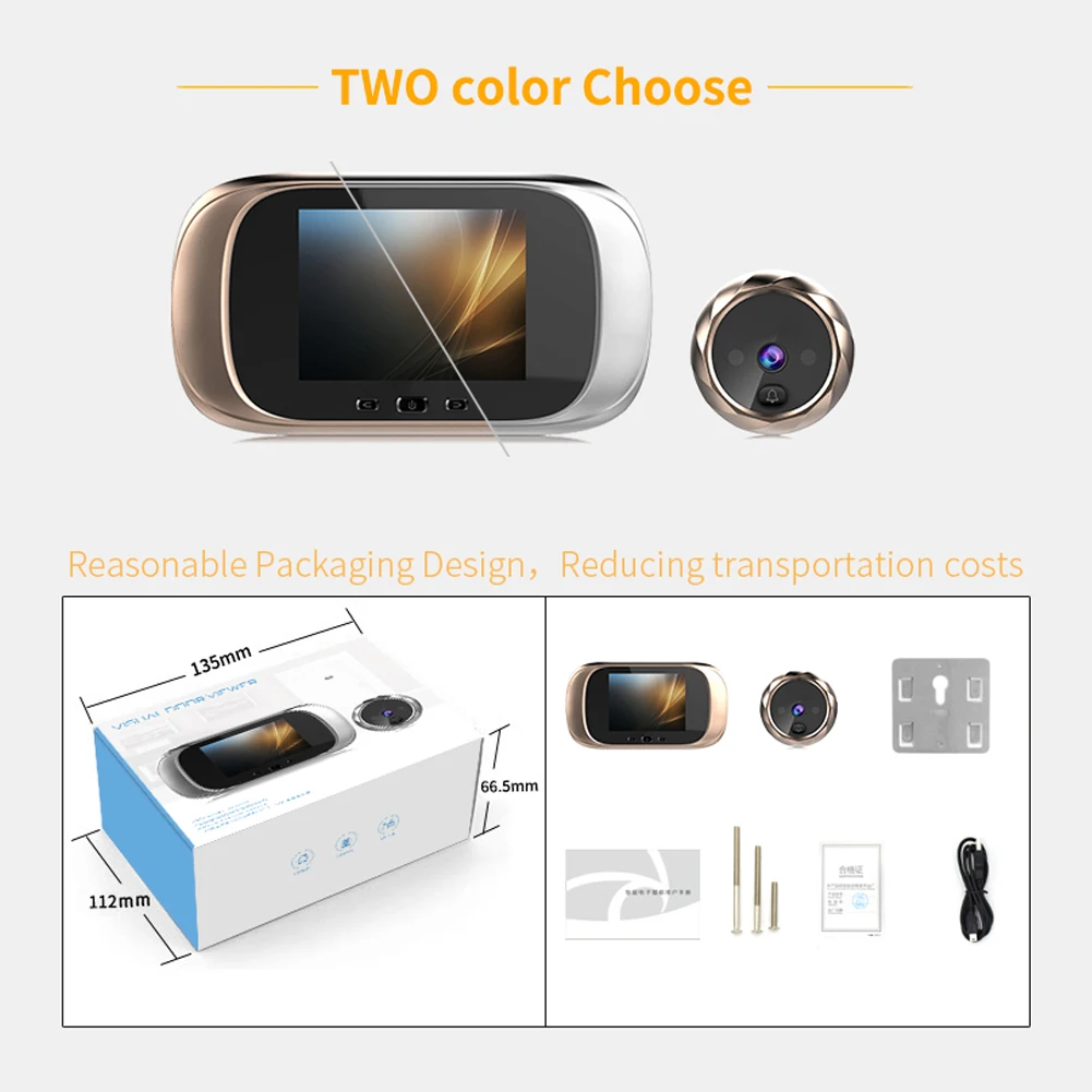 2.8 inch Digital Door Viewer Peephole Door Camera Doorbell TFT LCD Screen Night Vision Photo Shooting Digital Door Monitoring