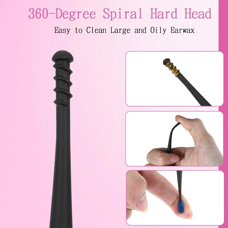QGrips Ear Wax RemovalSpiral Ear Wax Removal Tool 6PCS Reusable Earwax Removal Kit Safe Ear Cleaner Soft Silicone Double Sided