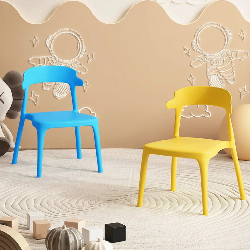 Silla con respaldo para niños, taburete acolchado de plástico para el hogar, mesa de comedor para jardín de infantes