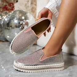 Bling Women Flat Loafers Woman Shinning Crystal Rhinestone Fisherman Shoes Female Autumn Platform Casual Shoe Slip on Mocassins