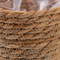 2pcs Natural Handmade Woven Seagrass Rattan Flower Basket Storage Decorative Planter for Home Hotel Lightweight