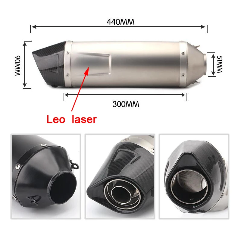 

LeoVinccc мотоциклетный глушитель из углеродного волокна, труба из нержавеющей стали для Honda Yamaha R1 R3 R6 Z400 Z750 Z800 Z900 Z1000 Tmax