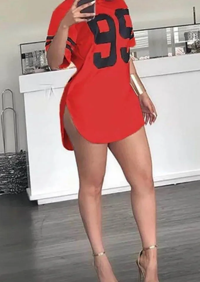 女性の Tシャツ優れた品質春/夏の手紙ルーズ O ネック半袖ファッションレディーストップス T シャツドレス SJL9