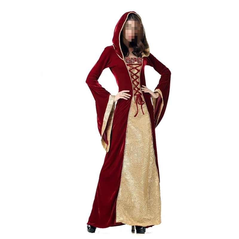 New Arrival Halloween Costume Gothic Renaissance Medieval Costume Mythic Fancy Dress Long Sleeves Court Costume Queen Costume