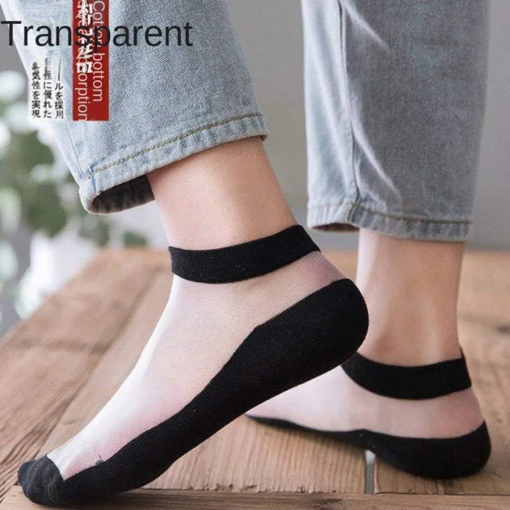 

Ankle Socks Solid Color Invisible Transparent Shallow Mouth For Men Male Hosiery Men Socks Silk Socks Middle Tube Socks