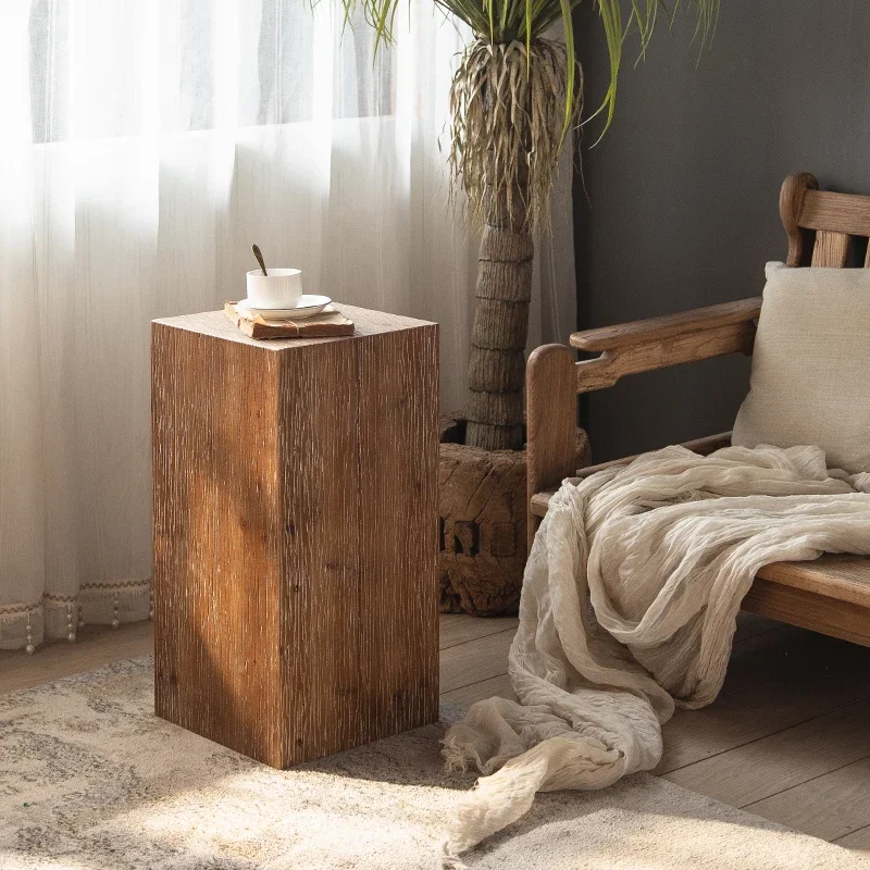 أريكة شاي صغيرة عتيقة طاولة جانبية طاولة زاوية مربعة طاولة منزلية منخفضة رصيف خشبي