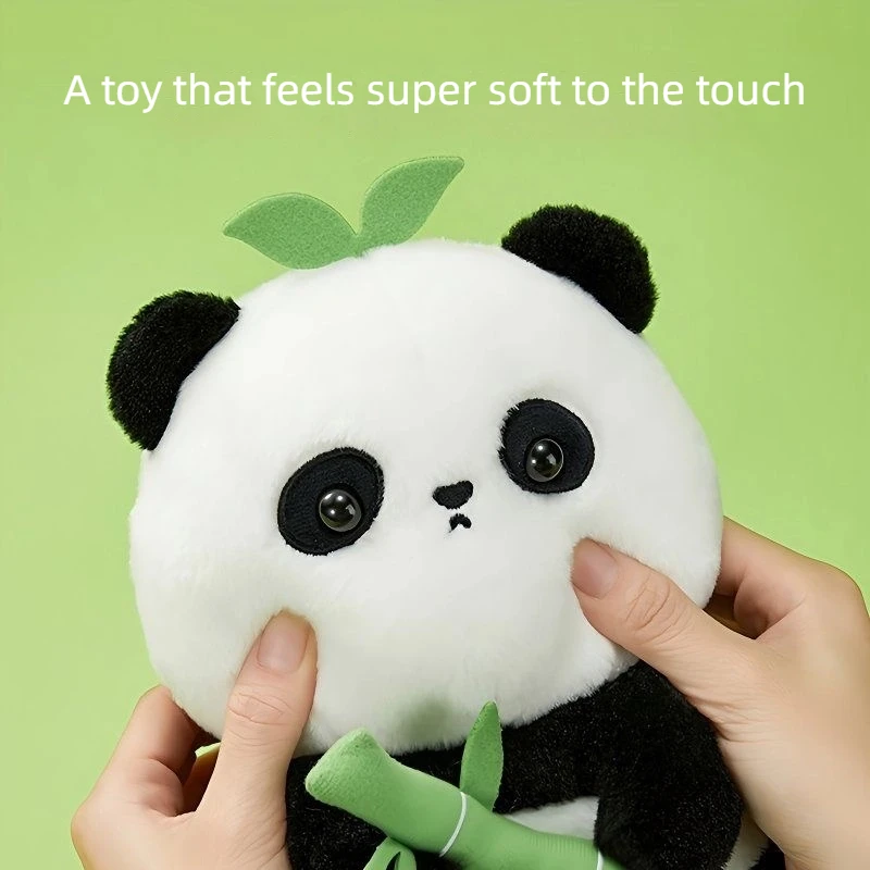 Miniso sentado bambu panda série boneca macia dos desenhos animados bonito animal boneca travesseiro feminino ornamento de mesa caixa de presente misteriosa genuíno