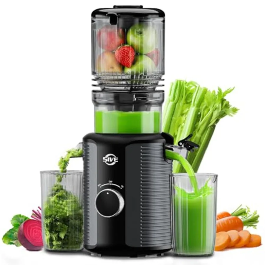 

Cold Press Juicer Machine for home use stainless steel ABS plastic silver gray 5.1-inch wide chute slow masticating extraction