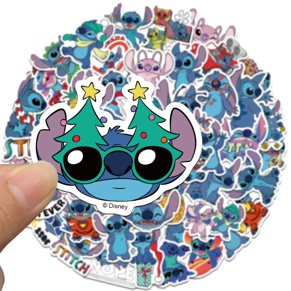 50pcs Disney Cartoon Kawai Stitch Stickers for Phone Laptop Diary Guitar Suitcase Graffiti Waterproof Sticker Decals Kids Toy