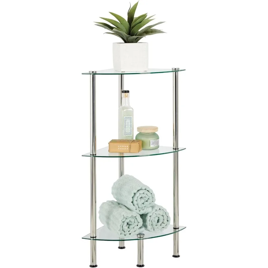 

ern Glass 3-Tier Stora Orgazer Tower Cainet wit Open Sees - ouold Furture for atroom Office edroom Living Room - olds ooks Pla