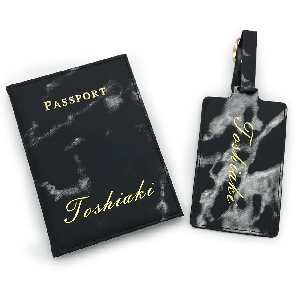 

Engraving Customize Name Passport Cover With personalized and Luggage Tag Set with customized name passport holder for Couples