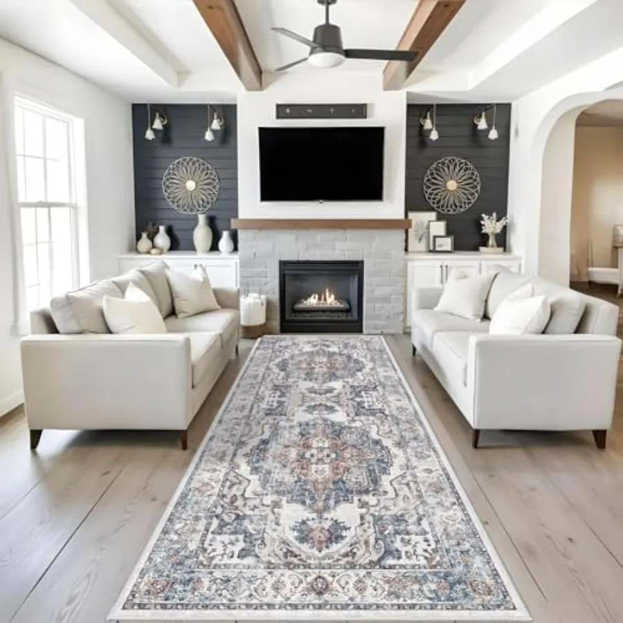 

4x10 Washable Hallway Runner Rug for Entryway Living Room Kitchen Dining Room Bathroom and Bedroom: Extra Wide Ultra Soft Non-S