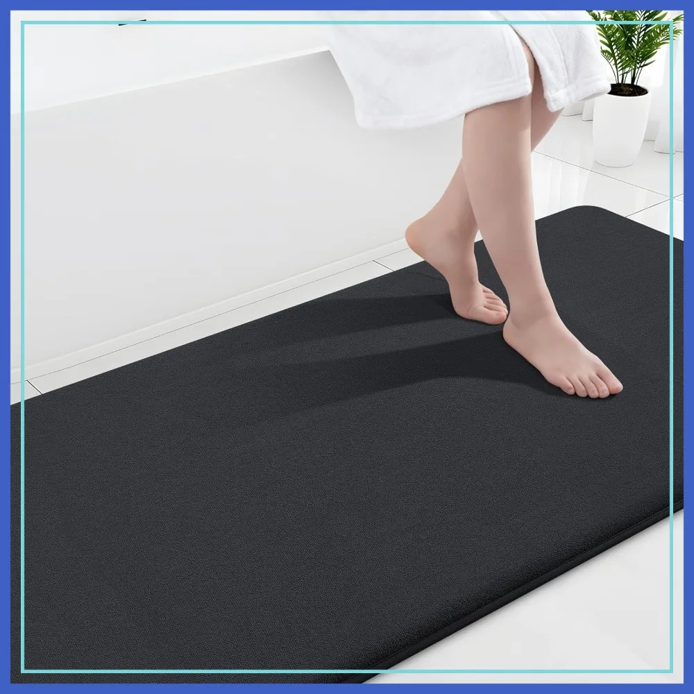 

Extra Soft Absorbent Bath Mat 70x24, Non Slip Washable Carpet for Bathroom, Shower and Tub, Black