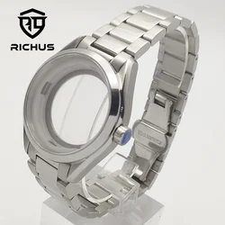 RICHUS NH35 Case 41mm Silver Watch Case Sapphire Glass Fit NH34 NH35 NH36 ETA2836 Miyota8215-DG  Movement