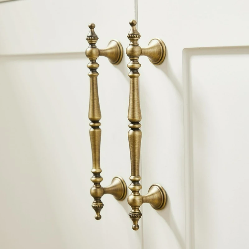 New Chinese Retro Wardrobe Door Drawer Handle Nordic Antique Bronze Light Luxury Cabinet Shoe Cabinet Solid Brass Long Handle 4