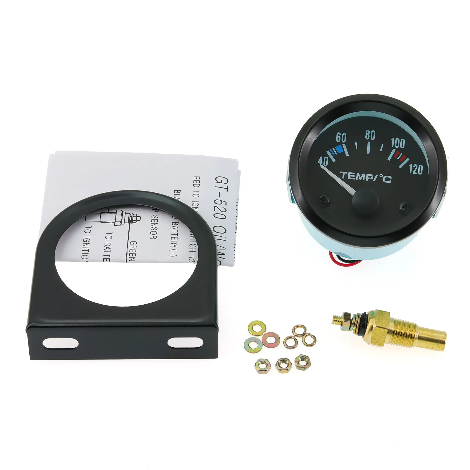 52mm Digitales Auto-Wassertemperaturmessgerät Sensor 10mm 40~120 Celsius Rennwasser-Temperaturmesser mit Adapteranschluss Rohr Kühler – Detail 2