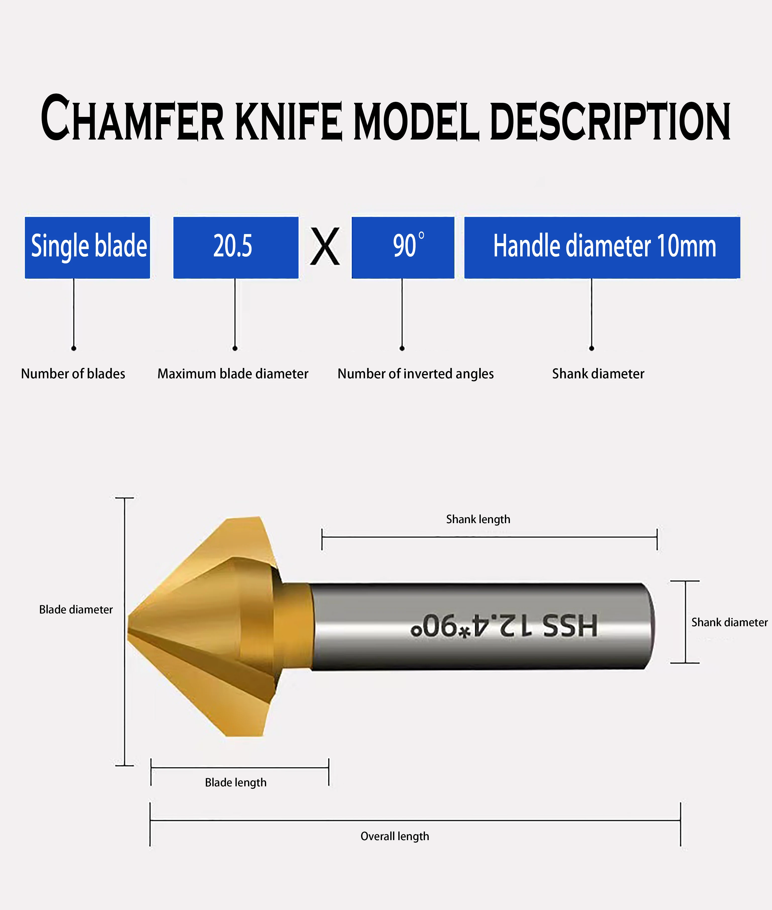 CNC cobalt 90 degree straight shank 3-slot chamfer milling cutter 6.3MM-25MM deburring countersunk bit HSS bevel hole trimming