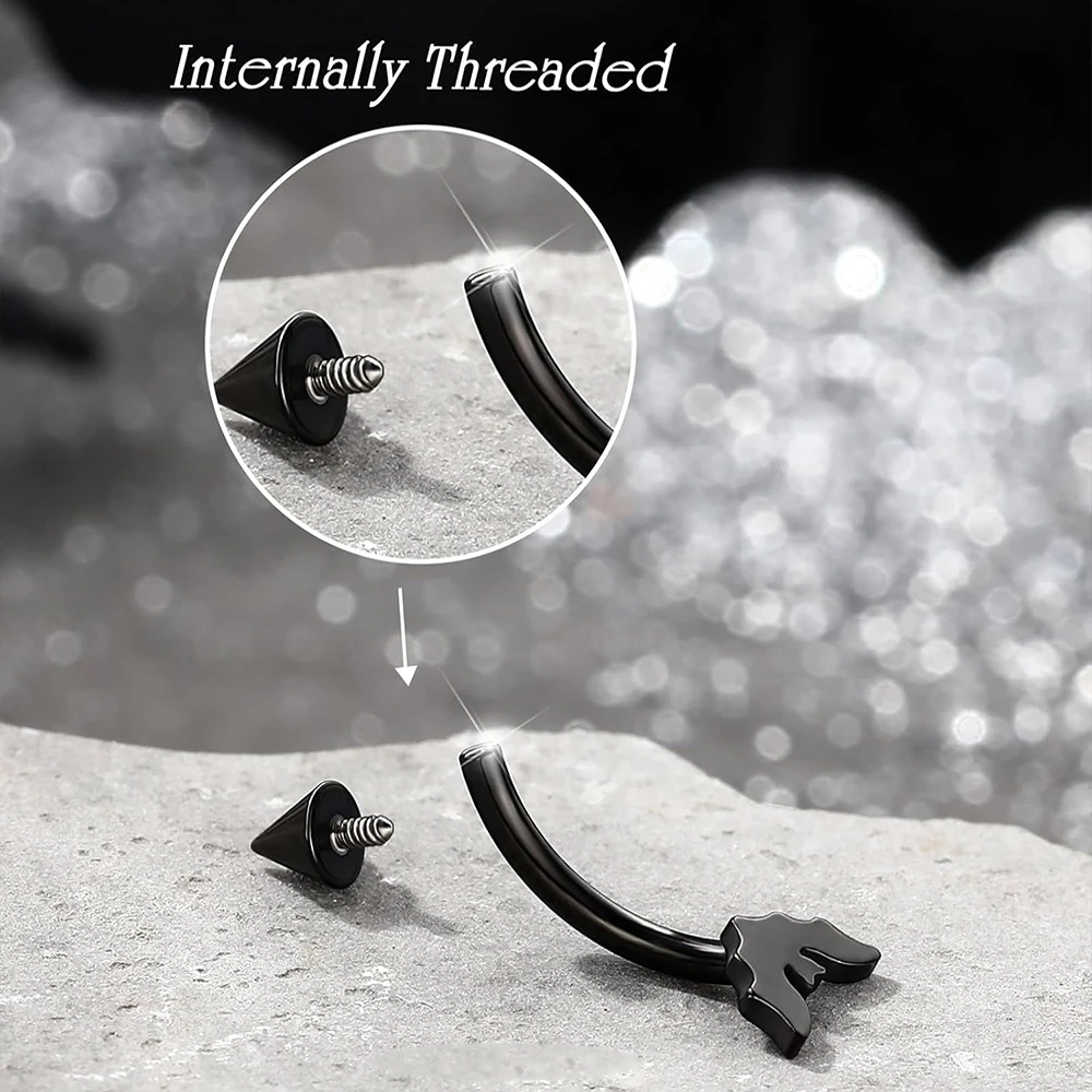 2pcs 16G Bat Rook Eyebrow Ring Vertical Labret Lip Piercing
