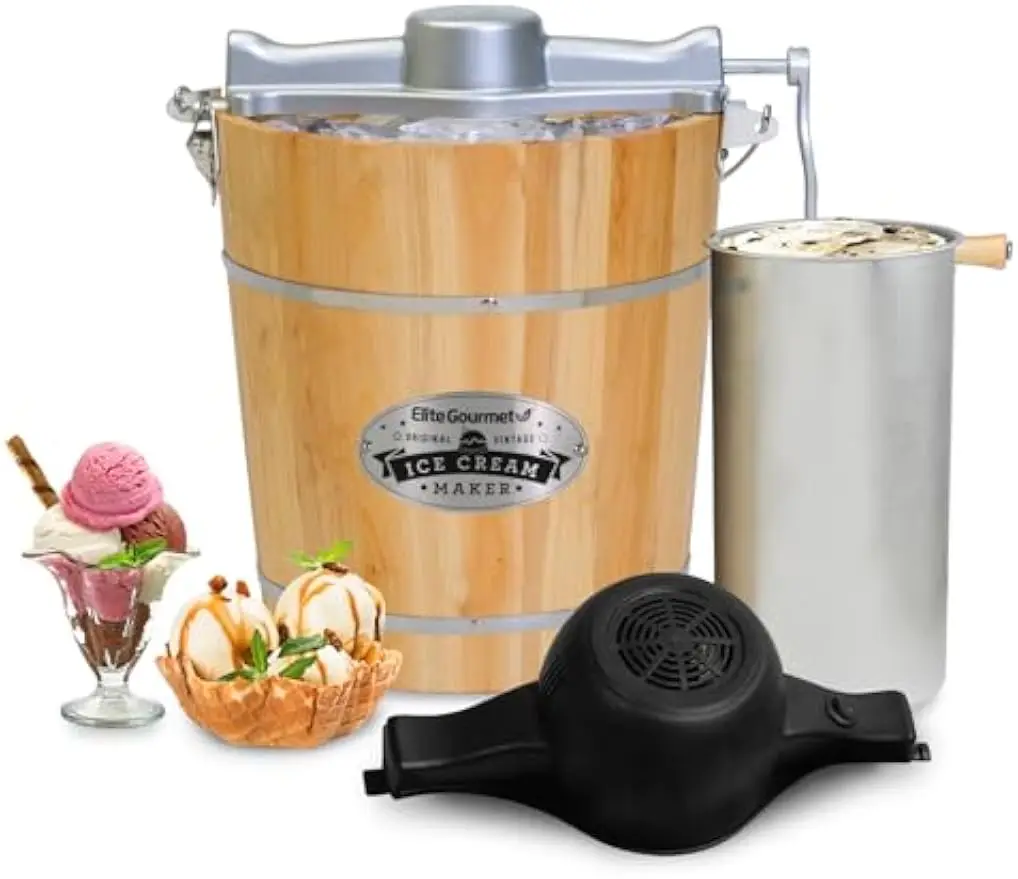 EIM402 4Qt Old Fashioned Wood Bucket Ice Cream Maker