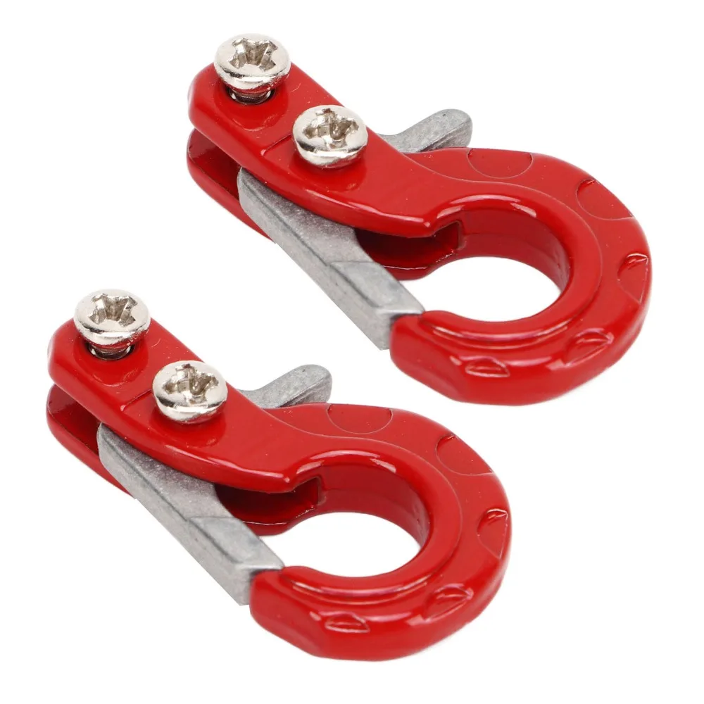 2Pcs Metal Winch Trailer Hooks Mini Heavy Duty Traction Rope Hooks for SCX10/D90/D110/TF2/TRX4 1/10 RC Crawler Truck