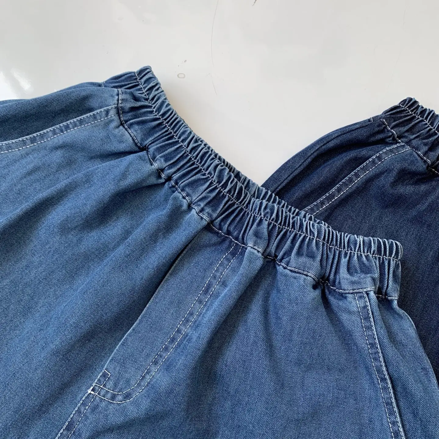 Casual Vintage Japanese Sle Women's Jeans Elastic Waist Nine-Piece Pants Spring Summer Faion Straight Leg Trousers