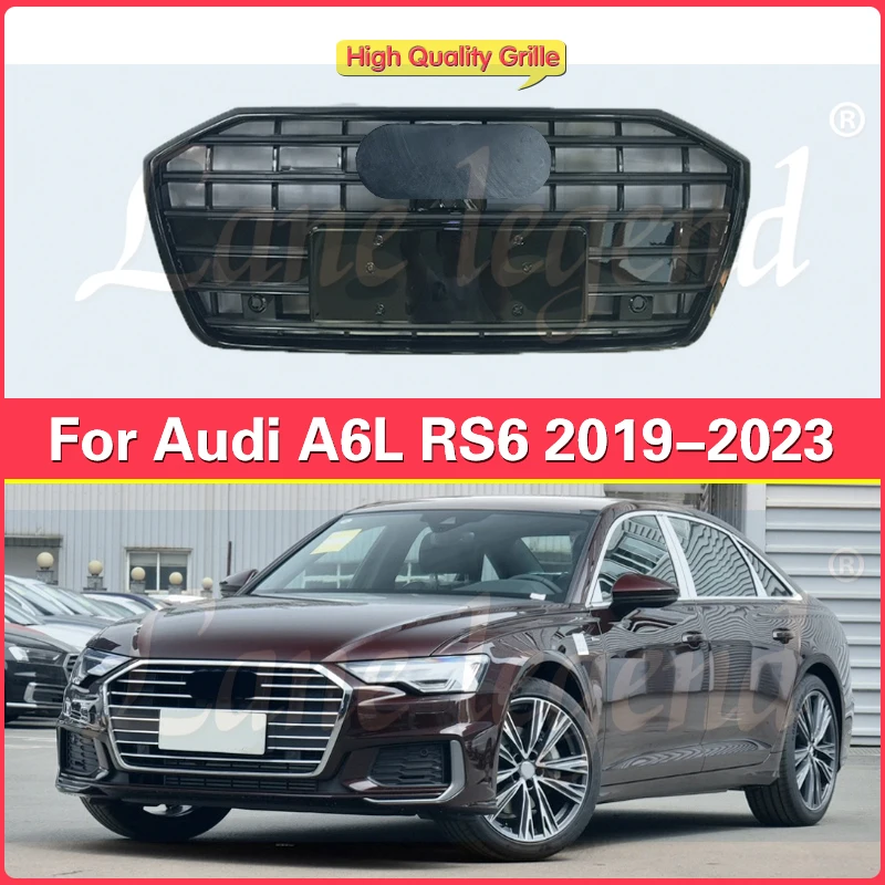 

For Audi A6L/RS6 A6 2019 2020 2021 2022 2023 Car Front Bumper Grille Centre Panel Styling Upper Grill (Modify For S6 style)