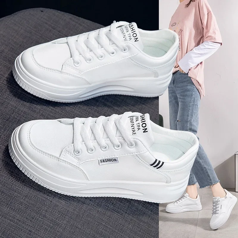 

AutumnFashion Sneakers Women Platform LaceUp Breathable Running Shoes Trend Anti Slip White Casual Shoe Comfortable Walking Flat